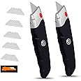 Internet's Best Premium Utility Knife - Set of 2 - Retractable Razor Knife Set - Box Cutter