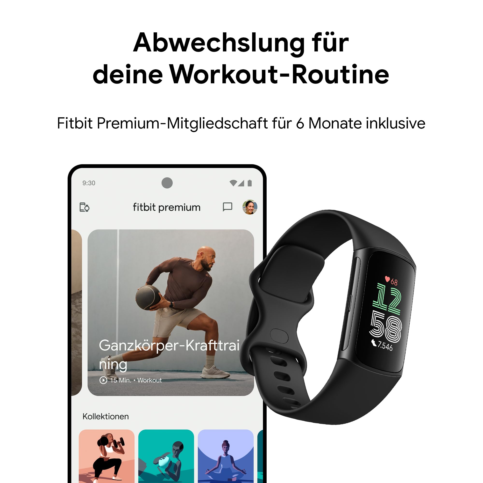 Google Fitbit Charge 6 Aktivitätstracker enthält ein 6 monatige Premium Mitgliedschaft, 7 Tage Akkulaufzeit, Google Wallet und Maps 7