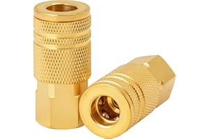 SUNGATOR 2 Pack 3/8'' Female NPT Industrial Air Hose Fitting, Brass 3/8'' FNPT to 1/4'' Flow Hole Air Couplers, M-Style Pneumatic Air Fittings, 3/8 Inch Quick Connect Air Couplers