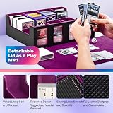 UAONO Trading Card Storage Box 2400+ MTG Deck Box with 4 Top Loader Black Purple view 5