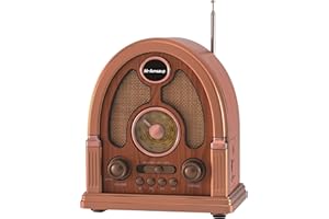 M-Amazup Radios Portable AM FM, Vintage Portable Radio Support TF,USB,TWS,Bluetooth 5.3, Battery or USB Charging, Transistor Shortwave Radios AM/FM/SW/MP3 for Home/Outdoor Wood Color