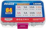 BOJACK Ceramic Tube Fuses 64pcs BS1362 3A 5A 10A 13A 240V 6.3x25mm Box view 3