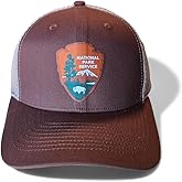 National Park Service Trucker Snapback Hat with National Park Service (NPS) Woven Patch (Brown on Khaki)