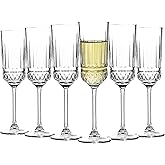 Glass Champagne Flutes Set of 6 - Champagne Glasses 5 oz - Champagne Glassware, Unique Gifts for Wedding Anniversary