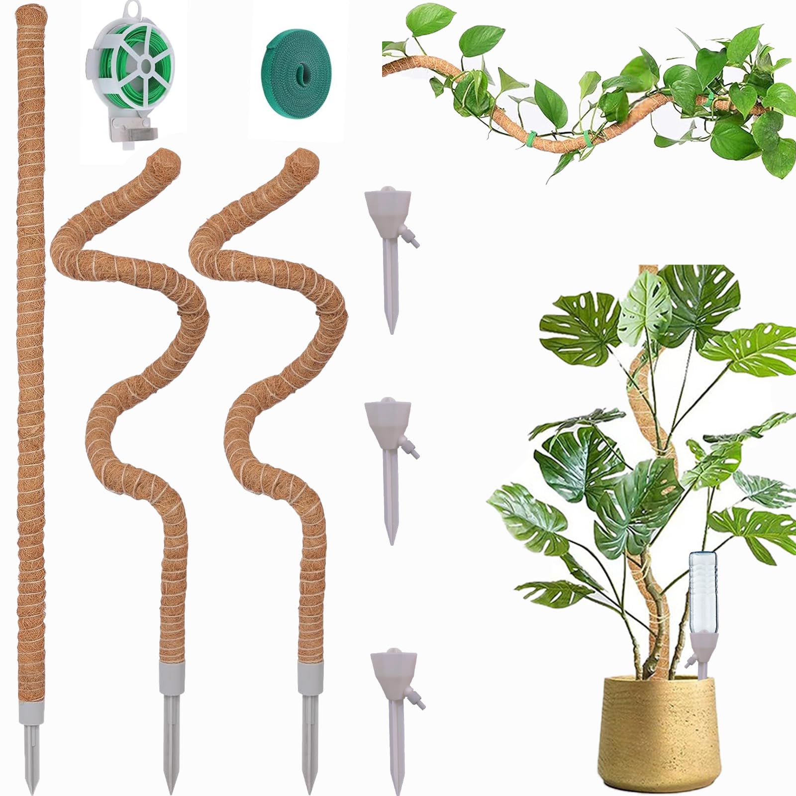 Photo 1 of 3-Pack Tall Moss Poles (50 Inch) - Coco Coir Plant Support Sticks for Potted Plants (Monstera, Pothos, Philodendron)