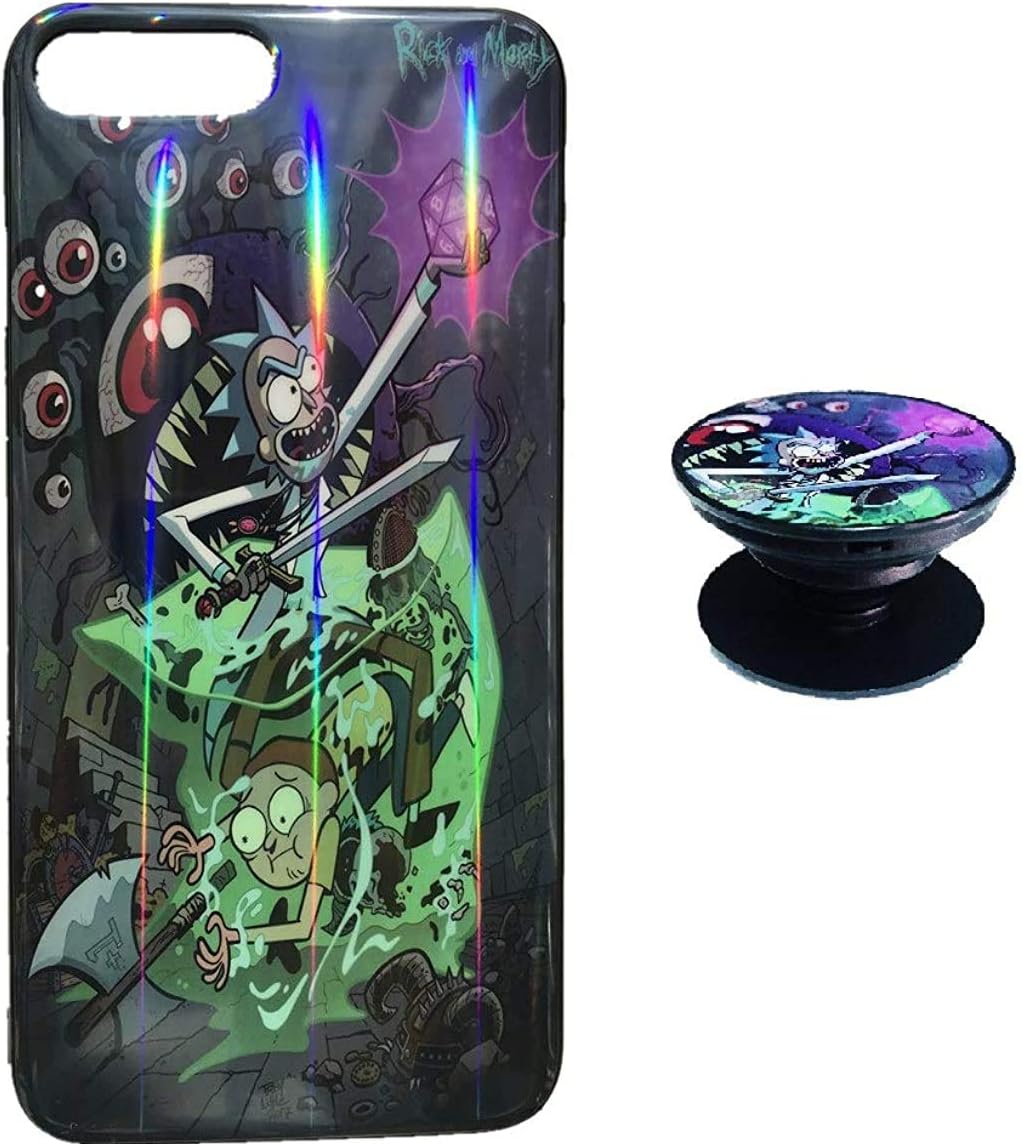 TalentShowfy Rick and Morty Case for iPhone 6 6s Protective Case Aurora Color Soft TPU Compatible iPhone 6 Cover with Phone Holder Bracket(6/6s)