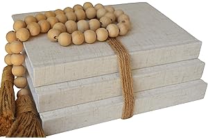 KIGAN HOME INC. Kigan Home Linen Covered Decorative Books, Set of 3 (Sandy Beige) - Neutral Fabric Decorative Books for Boho Home Décor, Shelves, Fireplace Mantel, Coffee Table, Console/Bedside Table