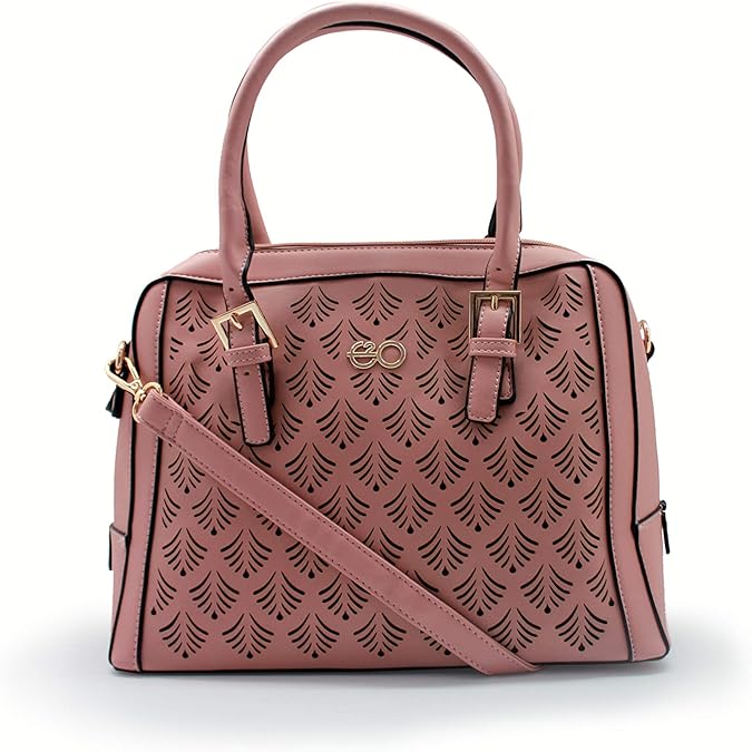 Buy Pink Satchel Handbag with lazercut detailing at Amazon.in