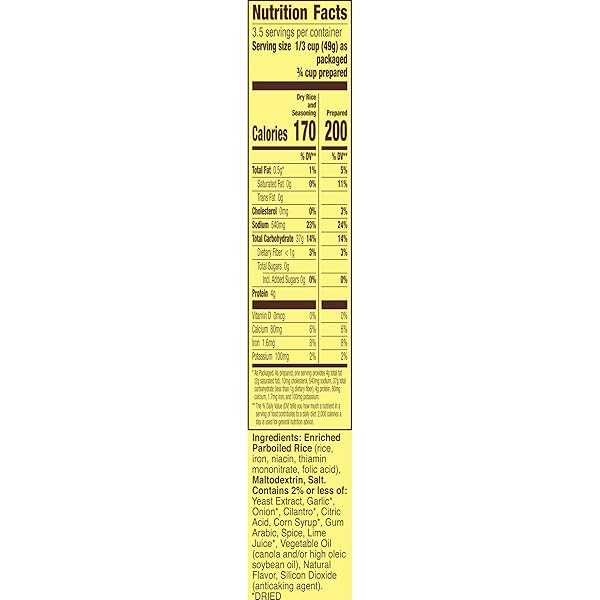 OLD EL PASO CILANTRO LIME SEASONED RICE, SIDE DISH, 6.2 OZ