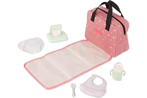 LullaBaby – Diaper Bag With Changing Mat – Storage Pockets & Supply Toys – Baby Doll Accessories – Pretend Play – Kids Ages 2