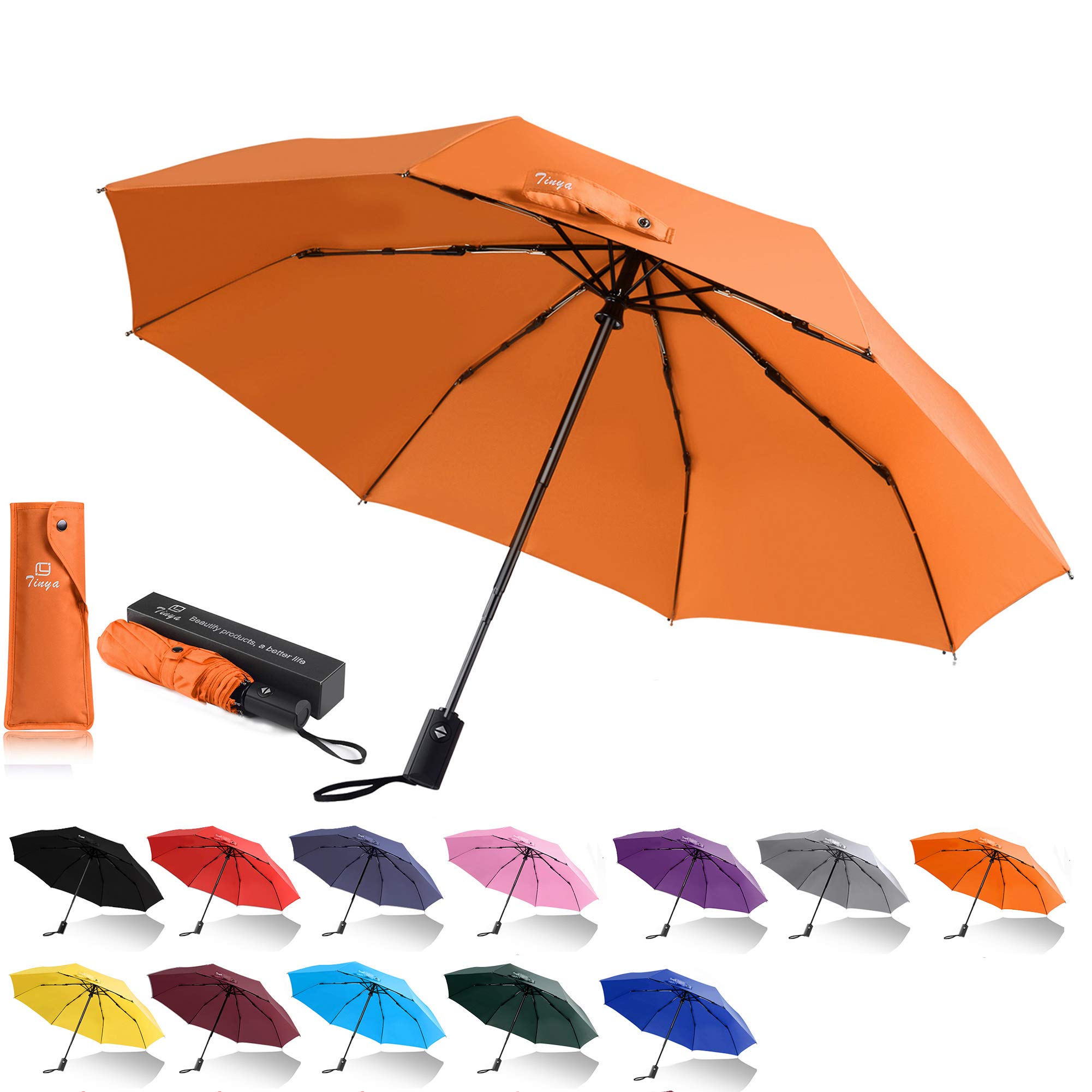 VIUOCER Windproof Auto Travel Umbrella: Black 8 & 10 Strong Rib Durable Compact Portable Lightweight Folding Best Mini Rain Umbrellas for Men Women