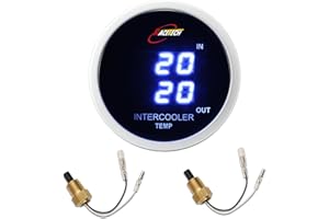 RACETECH 52mm (2-1/16") Electrical Dual Intercooler Temp Gauge - Digital Blue LED Fahrenheit Display - Includes Two 3/8NPT IA