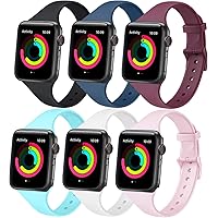AK Slim Silicone Band Compatible with Apple Watch Band 38mm 42mm 40mm 44mm, Thin Soft Narrow Replacement Strap Wristband…