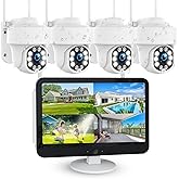 ZHXINSD 5MP Security Camera Outdoor System with 12" Monitor,Support 5G&2.4G WiFi, 10CH 4PCS PTZ Wireless Cam 1TB HDD Home CCT