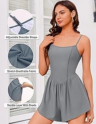 Ekouaer Womens Summer Sleeveless Workout Rompers
