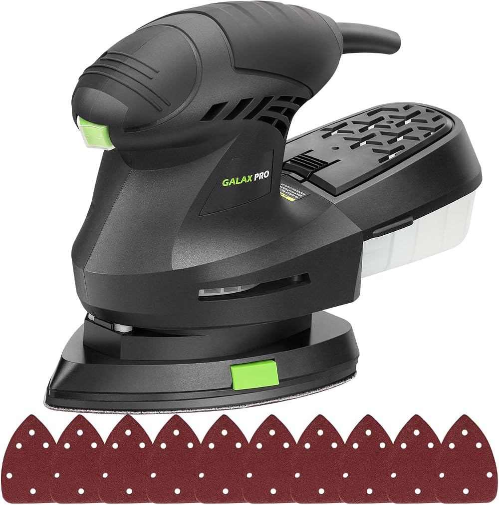 GALAX PRO 200W Detail Sander 12000 OPM Dust Collection 10 Sandpapers