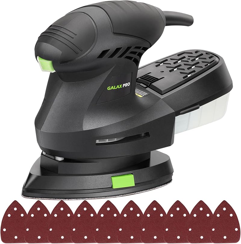 GALAX PRO 200W Detail Sander 12000 OPM Dust Collection 10 Sandpapers