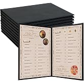 FLKQC Restaurant Menu Cover Holders, Coffee (10, 2 View (8.5"x11")) | Synthetic Leather Double Fold Panels 2 View with PVC Cover for Wine List, Drinks