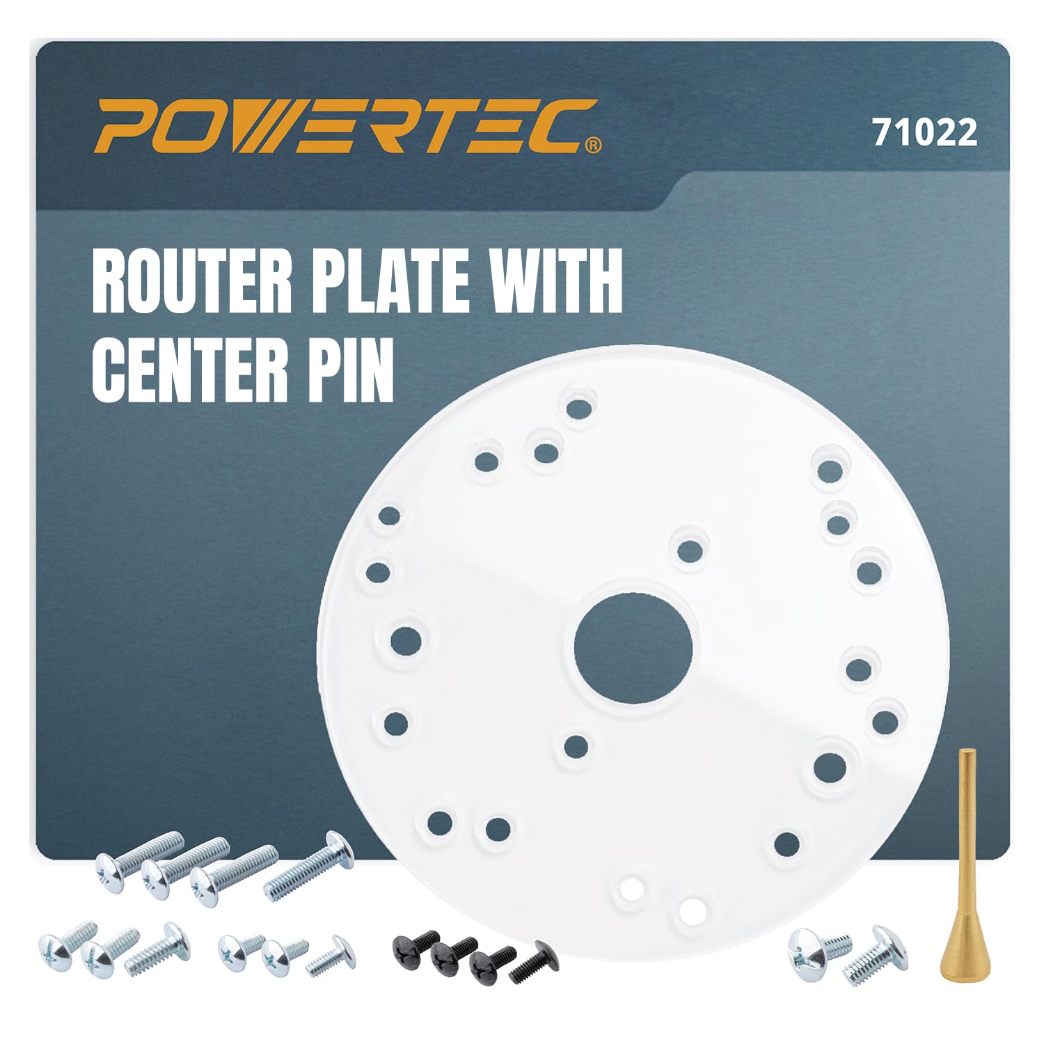 POWERTEC 6-1/2" Universal Router Base Plate w/Centering Pin and Screws. Clear Acrylic Sub Base Predrilled Holes Fits Porter Cable, Bosch, Milwaukee, Ryobi, Makita, Dewalt, Craftsman, Hitachi (71022)