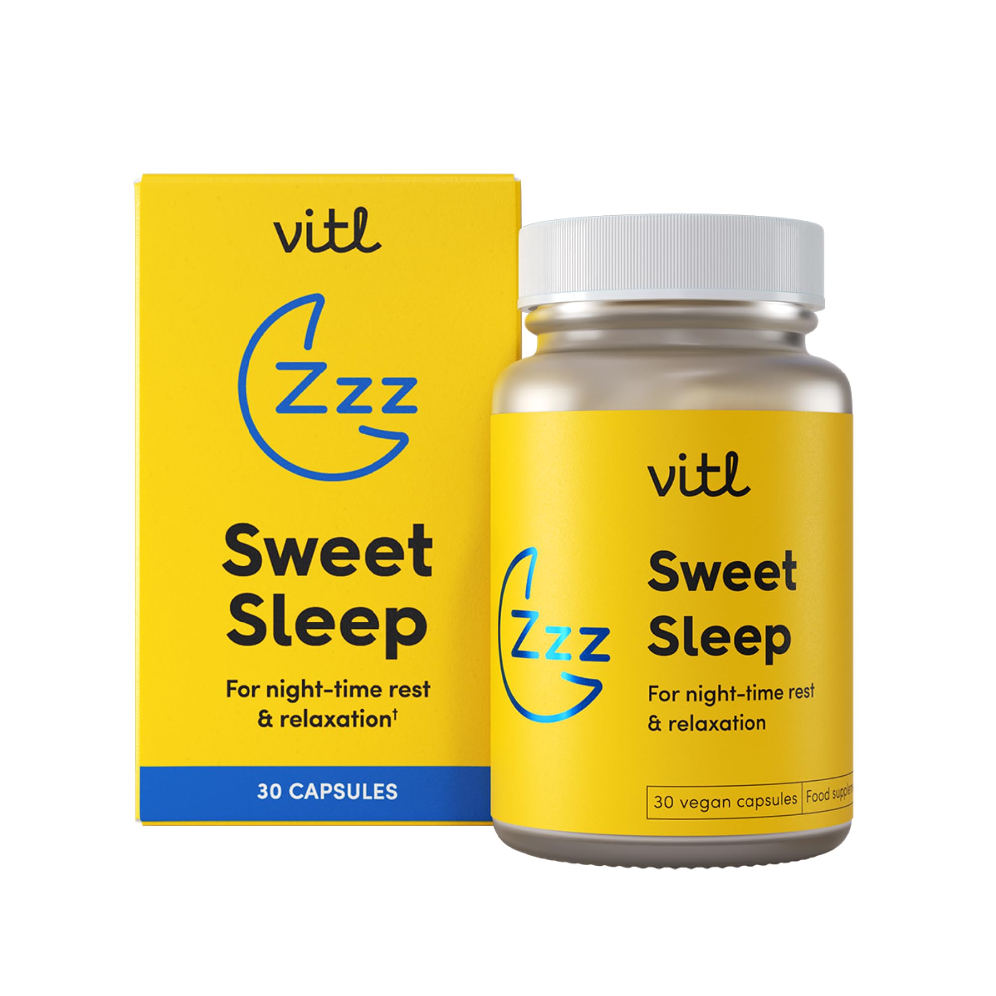 VITL Sweet Sleep Supplement - 30 Vegan Capsules - A Blend of Vitamins, Minerals, Plant Extracts & Amino Acids to Promote More Restful Sleep - Lemon Balm, Cherry Extract, Vitamin B6, Zinc & Magnesium