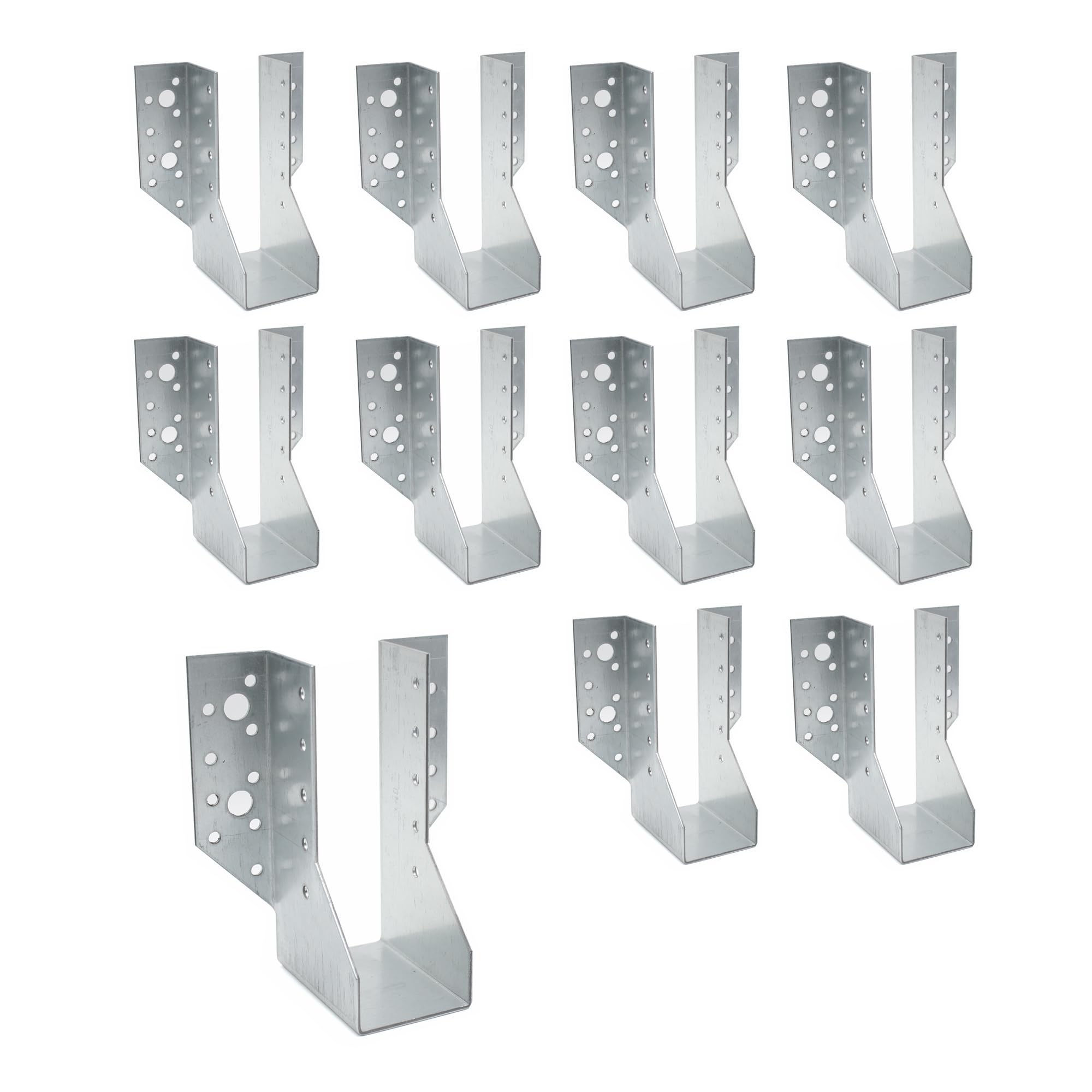 DOJA Barcelona Beam Brackets | Pack of 10 | Joist Hangers Type A | 32 x 144 x 75 mm | Zinc | Beam Connector with Wings | for Wooden Post Holders, Wooden Beams for Pergolas