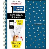 Five Star Spiral Notebook + Study App, 1 Subject, College Ruled Paper, 8-1/2" x 11", 80 Sheets, 1 Count, Selected Design Will Vary (820156F)