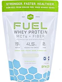 FUEL Whey Protein Powder (Coconut) by SFH | Great Tasting Grass Fed Whey | MCTs & Fiber for Energy | All Natural | Soy Free, Gluten Free, No RBST, No Artificial Flavors | 2lb Bag (896g) 28 Servings