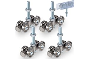 Tallew 4 Pcs 4 Wheel Silent Trolley Assembly Rollers for Use with 1-5/8" Wide and All 1-5/8" or Taller Strut Channel with M10 Bolt, Silver (Silver)