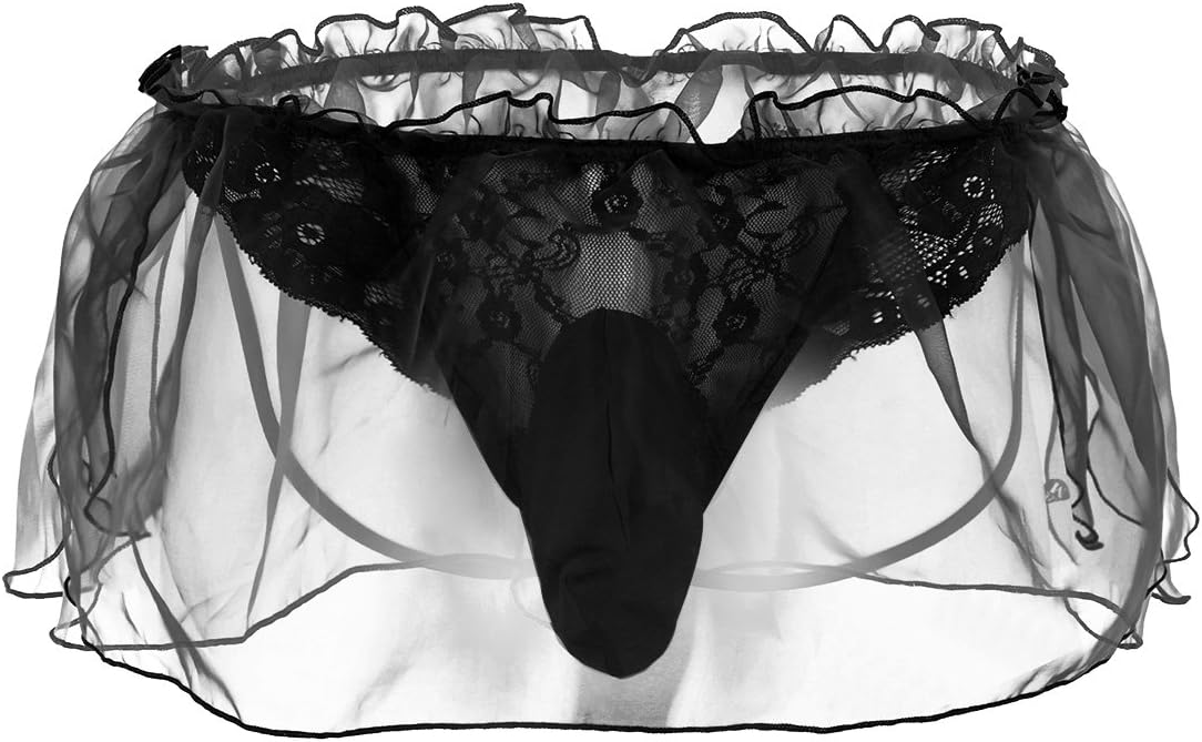 Crossdress Panties Feeshow Men's Jockstrap Lace Briefs Sissy Pouch Underwear Ruffle Skirted