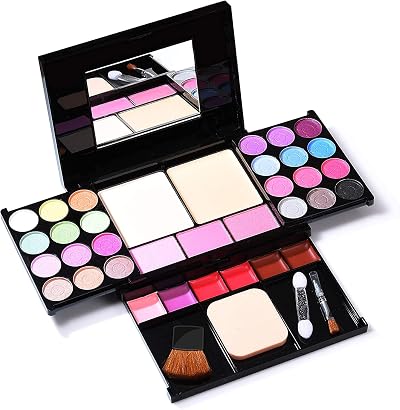 ASPCOK 35 Color Eyeshadow Palette Matte Shimmer Lip Gloss Blush Makeup Brushes