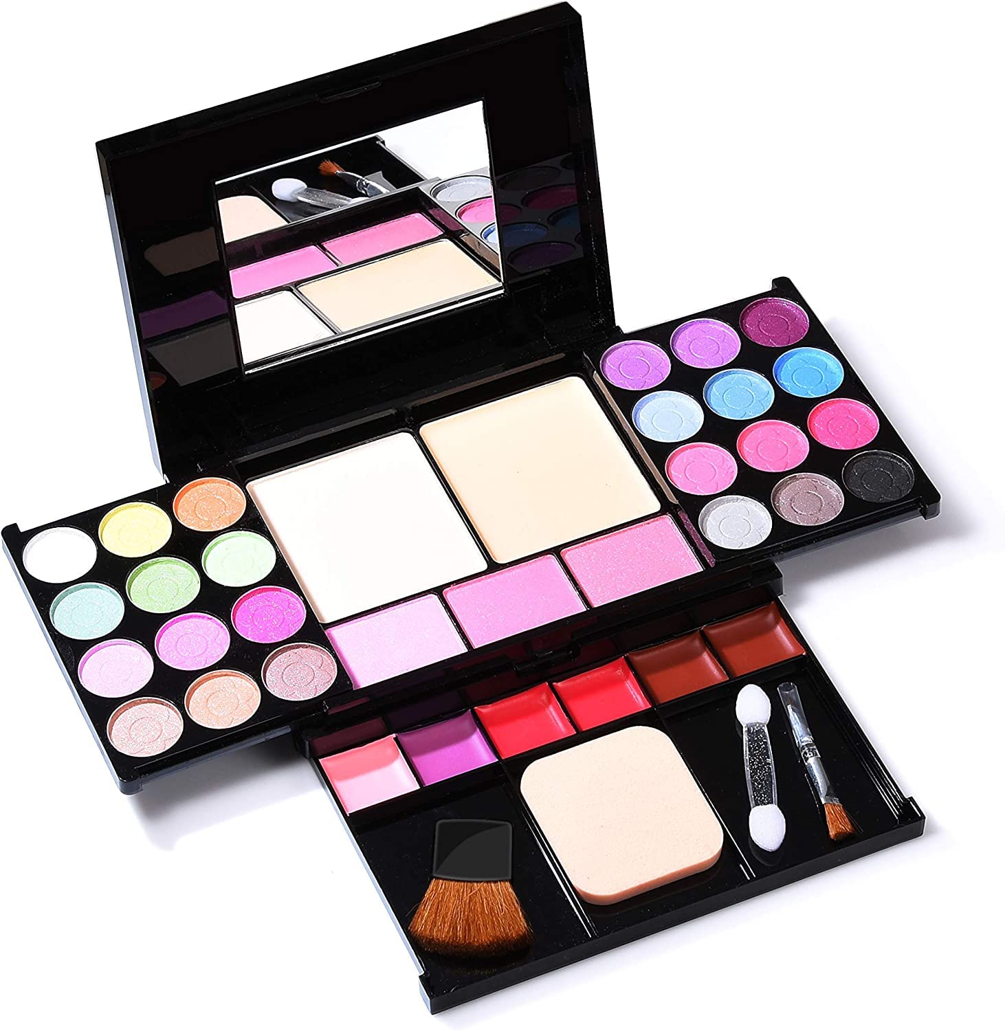 ASPCOK Eyeshadow Palette Makeup Palette 35 Bright Colors Matte and Shimmer Lip Gloss Blush Brushes