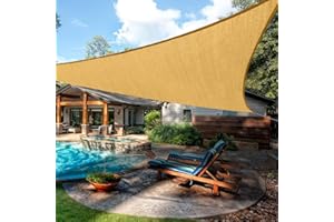 COOLYARD Triangle Sun Shade Sails 16'x16'x16' Sun Sail Shades Canopy with Ropes UV Block Sunshade for Patio Backyard Lawn Garden Outdoor Activities,Sand