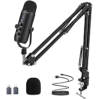 ZeaLSound Gaming Microphone Kit,Podcast Condenser USB Mic with Boom Arm,Supercardioid Microphone with Mute Button,Echo Volume