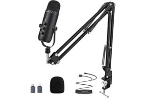 ZealSound Gaming Microphone Kit,Podcast Condenser USB Mic with Boom Arm,Supercardioid Microphone with Mute Button,Echo Volume