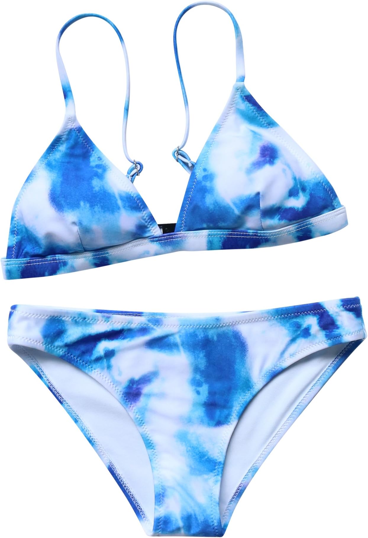 MOSHENGQI Women Padded Printing Sexy Triangle Bikini Set 2 Pieces Swimsuit Bathing Suit(S,Blue)