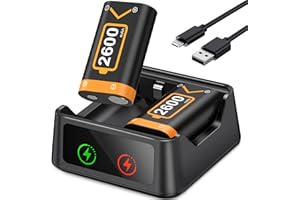 DINOSTRIKE Charger for Xbox One Controller Battery Pack, 2x2600mAh USB Rechargeable Battery Pack Charger Station Kit for Xbox Series X|S/Xbox One/Xbox One S/Xbox One X/Xbox One Elite Controller