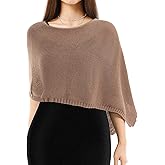 Chicingyou Women Sheer Poncho Shrug Fall Sheer Blouse Top Acrylic Lightweight Poncho Bolero for Evening Dress (Khaki)