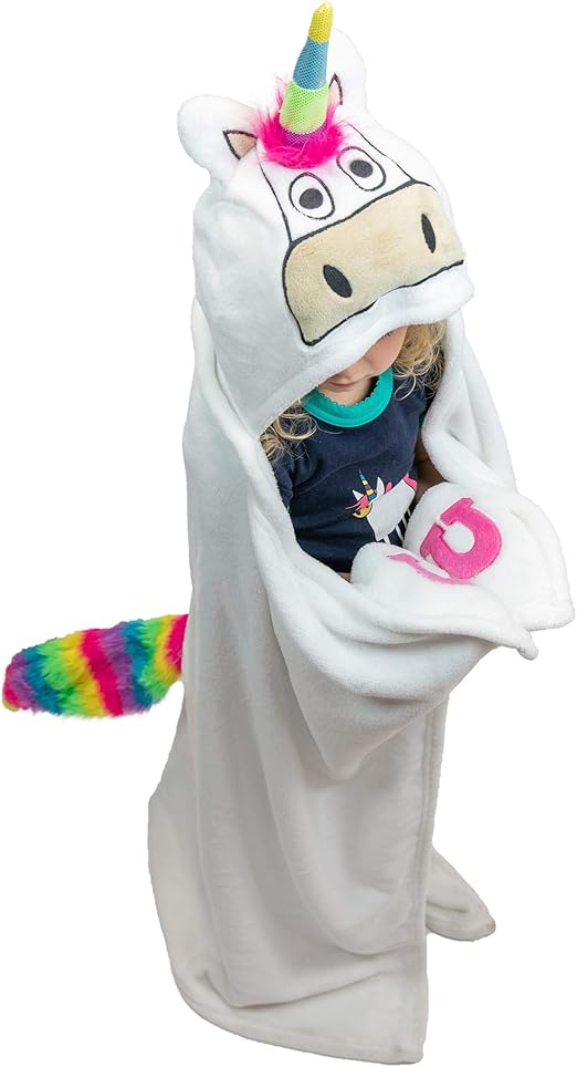 Amazon Com Lazy One Animal Blanket Hoodie For Kids Hooded Blanket Wearable Blanket Soft Cozy Warm Fleece Unicorn Blanket Home Kitchen
