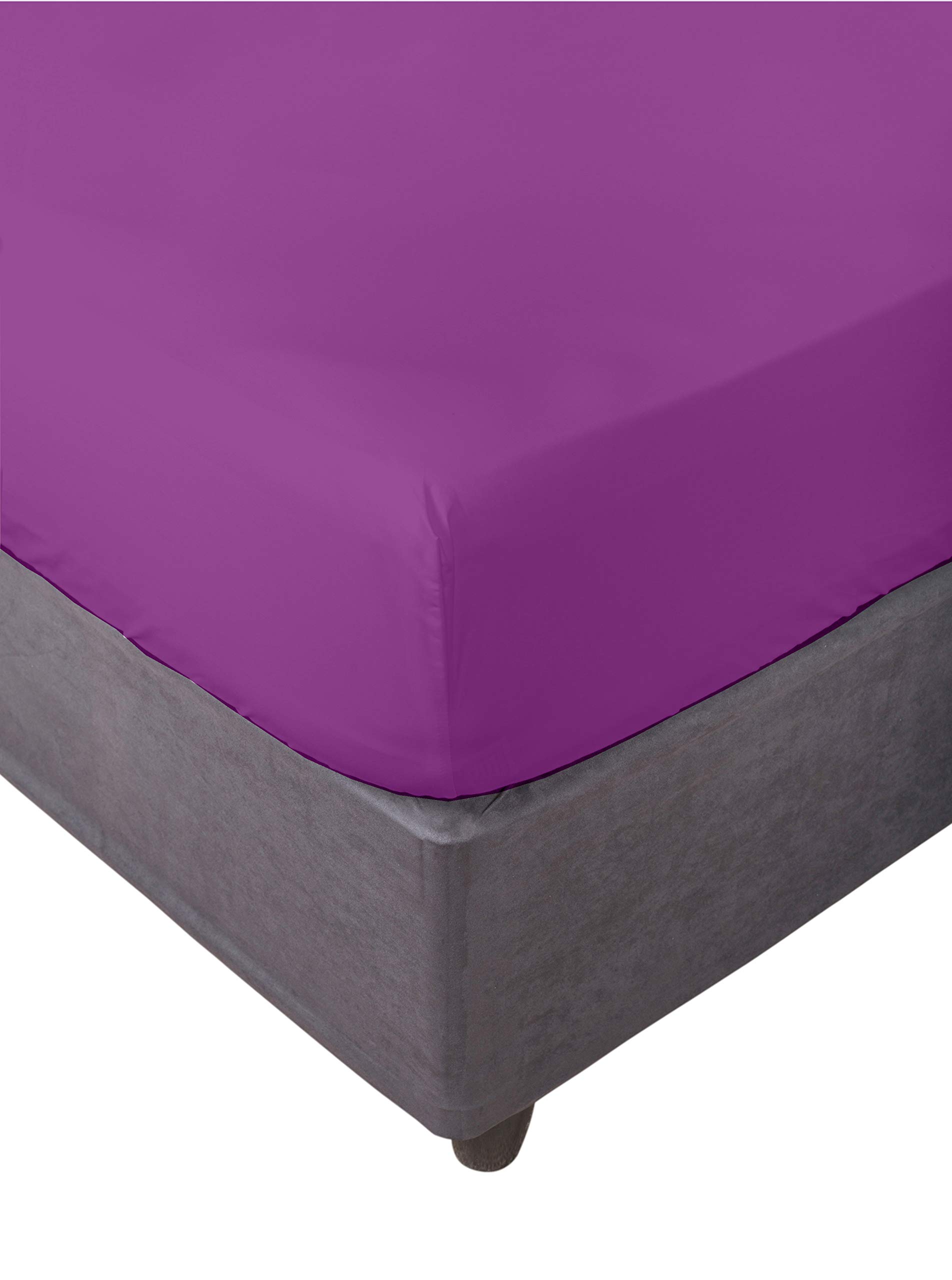 Miracle Home. Fitted Sheet, Elastic, Soft, Comfortable, Anti-Pilling. Cotton 50% 50% Polyester. Aubergine. 160 x 200 cm