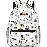 Fourth Backpack Fashion Dragon Wing Bag Casual College Bag Travel Zipper Bookbag Hiking Shoulder Daypack Gift for Book Lovers (White)