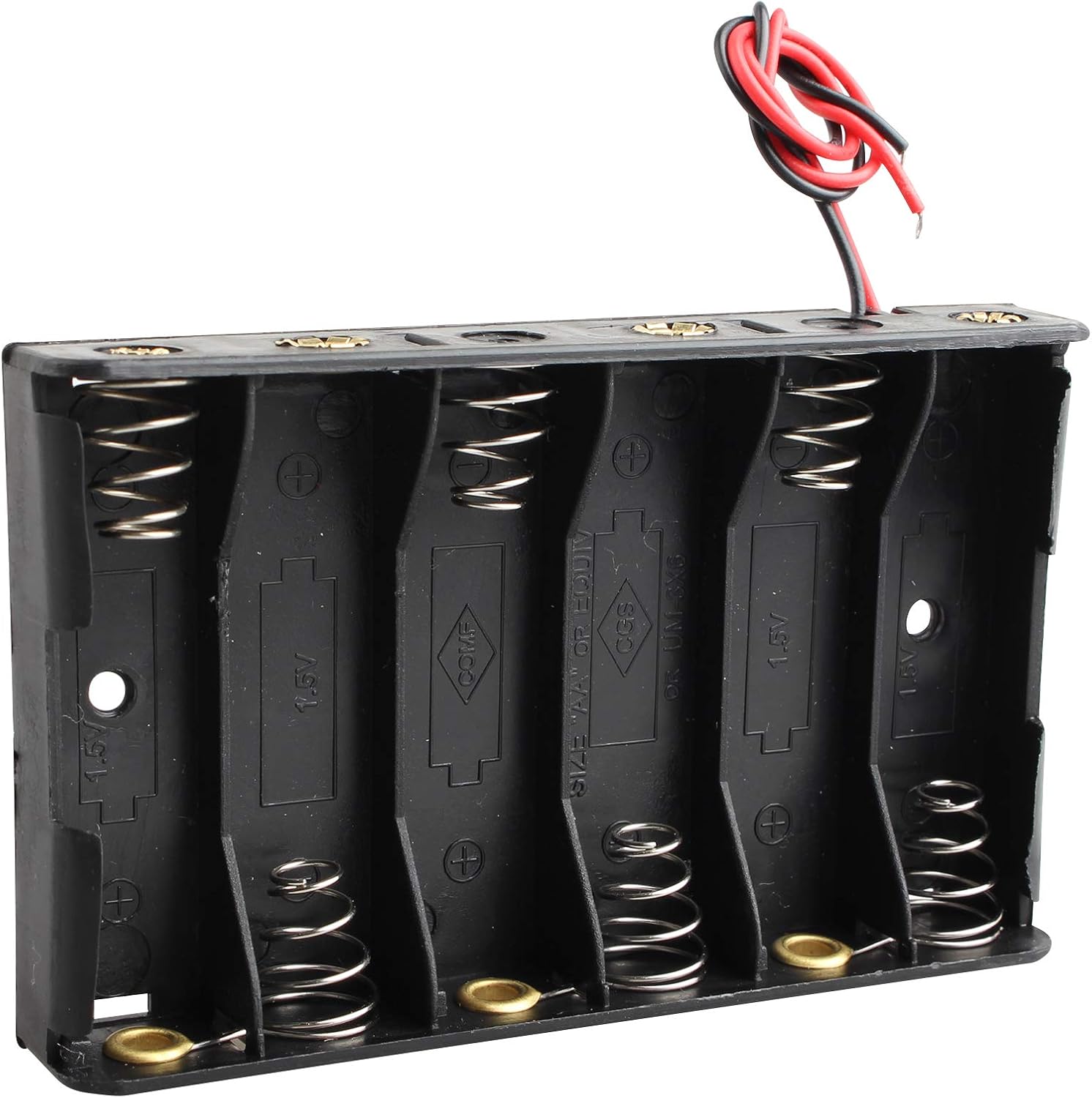 HALJIA 2Pcs 9V AA 6 x 1.5V Plastic Battery Holder Case Battery Storage Box with Wire Leads - Image 5