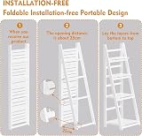 HOMIDEC 4-Tier Wooden Plant Ladder Shelf White Free Assembly Foldable view 5