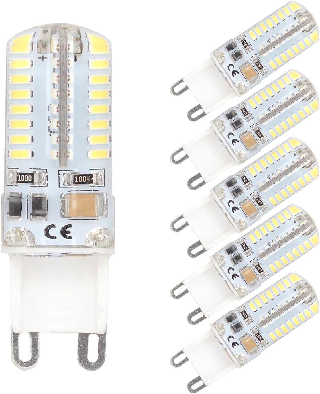 G9 Led Bulb SMD 3014 64 Led Crystal Bulb Lamps 3 Watt AC 220V Equivalent to 40W Halogen,Supper Bright Energy Saving LED Capsule Bulbs,6000K Cool White Pack of 5 [Energy Class A++]