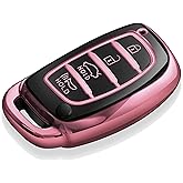 Tukellen Key Fob Cover Soft TPU Full Protection Key Case Compatible with Hyundai Elantra Elantra GT Ioniq Sonata Tucson Smart 4 Buttons (Pink)