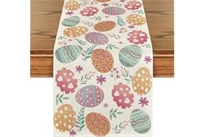 Artoid Mode Watercolour Easter Eggs Table Runner, Seasonal Spring Kitchen Dining Table Decoration for Home Party Decor 13x72 