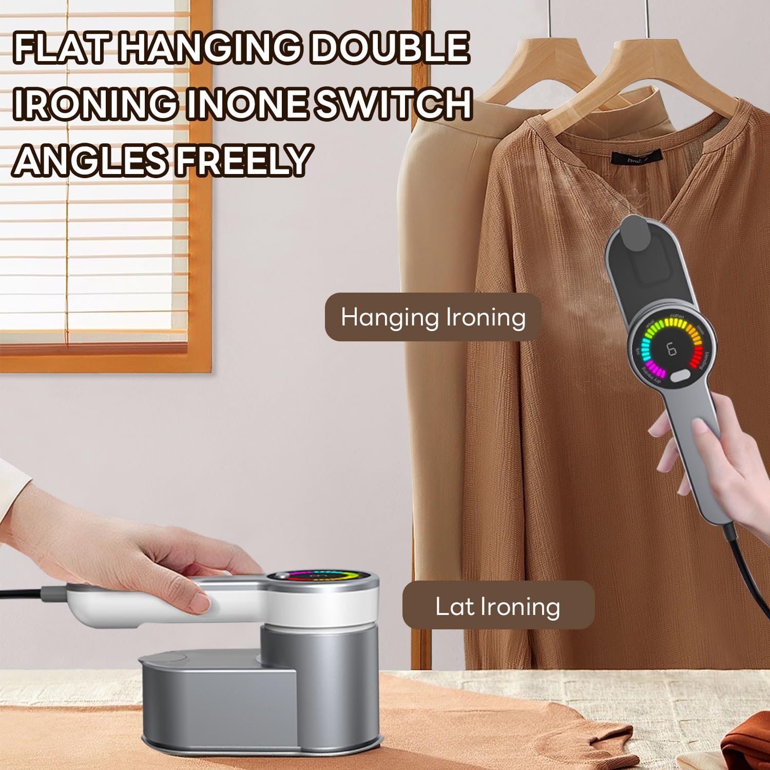 Travel Steamer Mini Iron for Clothes, Portable Garment Steamer-6 Intelligent Ironing Modes, Handheld Clothes Steamer Small Size, Foldable Clothing Wrinkles Remover, Compact Travel Steamer for Home