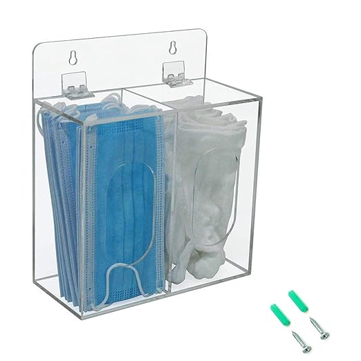 Aphbrada Acrylic Disposable Face Mask and Glove Dispenser Box Holder