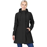 Outdoor Ventures Women's Softshell Jacket Hooded Lightweight Windproof Fleece Lined Waterproof Long Coats