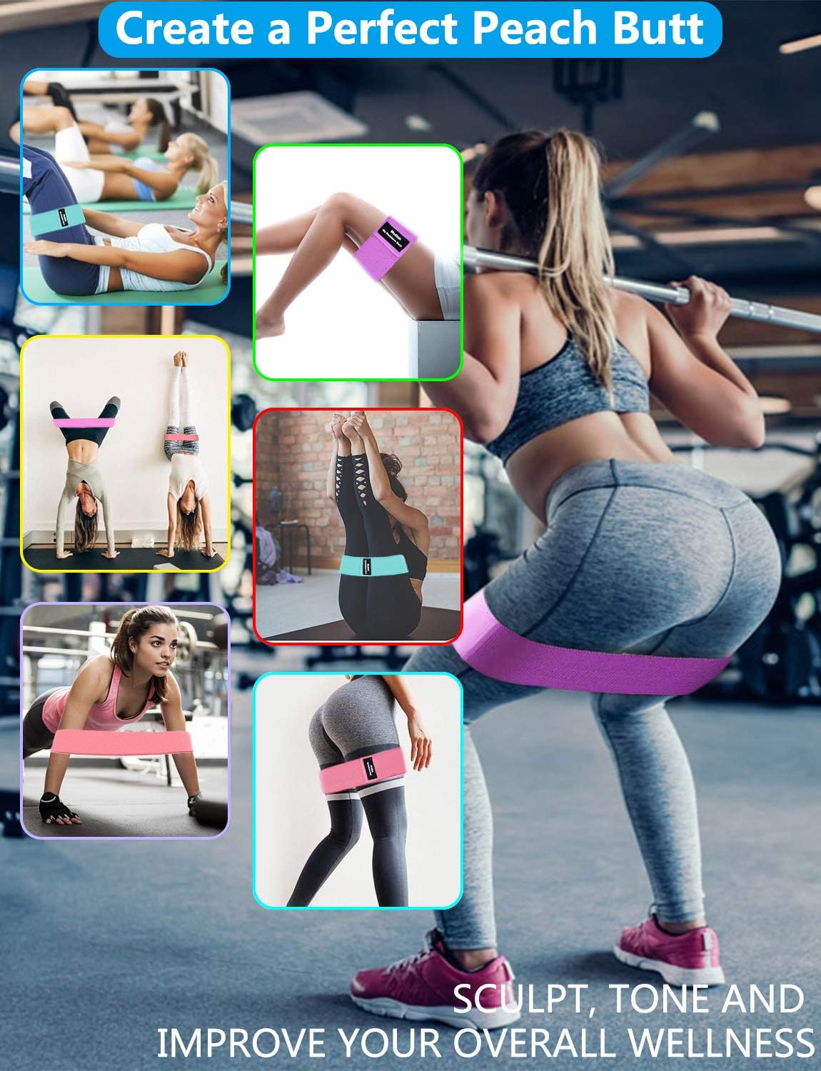 Whatafit Booty Workout Bands, Non Slip Resistance Bands for Legs and Hip, Fabric Hip Resistance Exercise Bands Set with 3 Resistance Levels for Men and Women(Green & Pink & Purple) : Sports & Outdoors