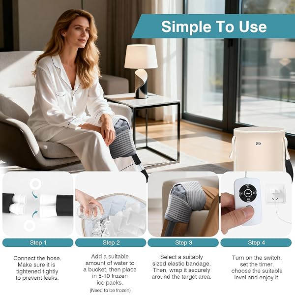 COLD THERAPY MACHINE FOR KNEE AFTER SURGERY – CIRCULATING ICE THERAPY SYSTEM WITH AUTOMATIC SAFETY TIMER, QUIET NIGHT USE, EASY SETUP FOR POST KNEE REPLACEMENT RECOVERY